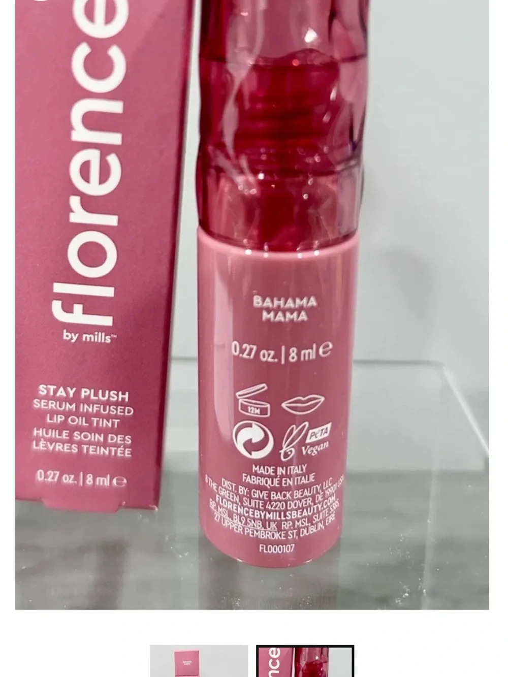 florence by mills Stay Plush Lip Oil Tint - Bahama Mama.